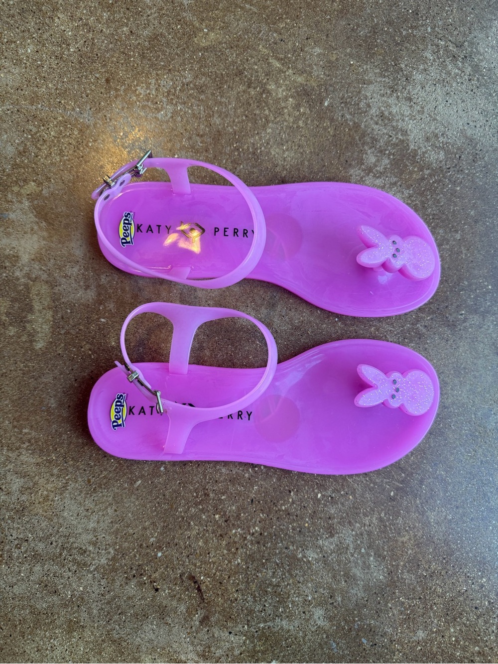 Katy Perry Collections Pink Jelly Sandals with Bunny Peeps Charm